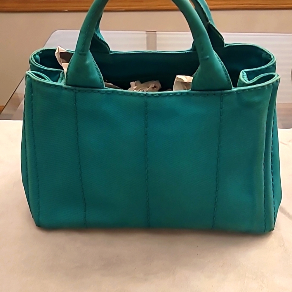 Prada Blue Canvas Tote Bag has Minor Wear - Picture 2 of 13